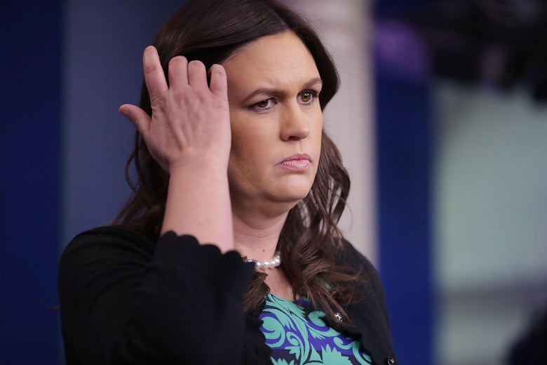 White House Press Secretary Sarah Huckabee Sanders conducts a news conference with journalists in the Brady Press Briefing Room at the White House.